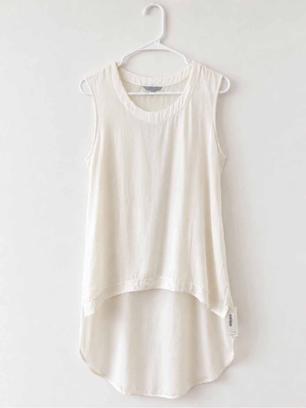 Sleeveless High-Low Tunic Tank Top - Cream